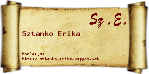 Sztanko Erika névjegykártya